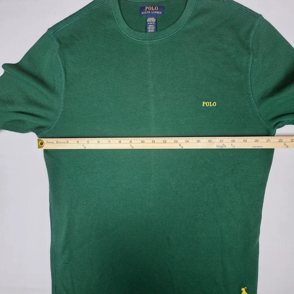 Polo Ralph Lauren Waffle Knit Thermal Shirt Mens XL Green Cotton Blend Pony Logo